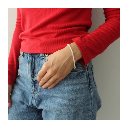 Pulsera Tubular de Bolitas Plata .925 Unisex “Esencia”