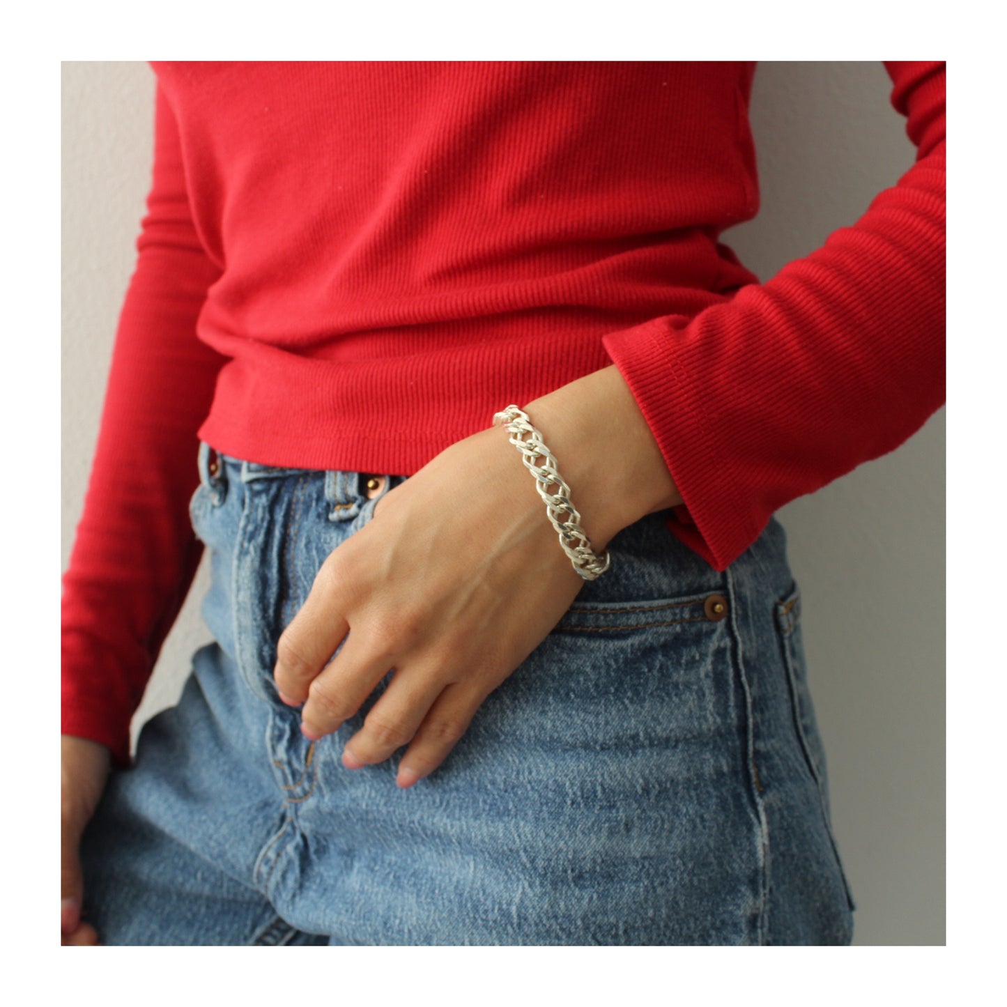 Pulsera Doble Cubano Unisex Plata .925 “Presencia”