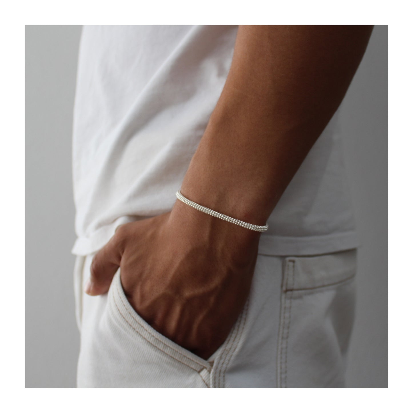 Pulsera Tubular de Bolitas Plata .925 Unisex “Esencia”