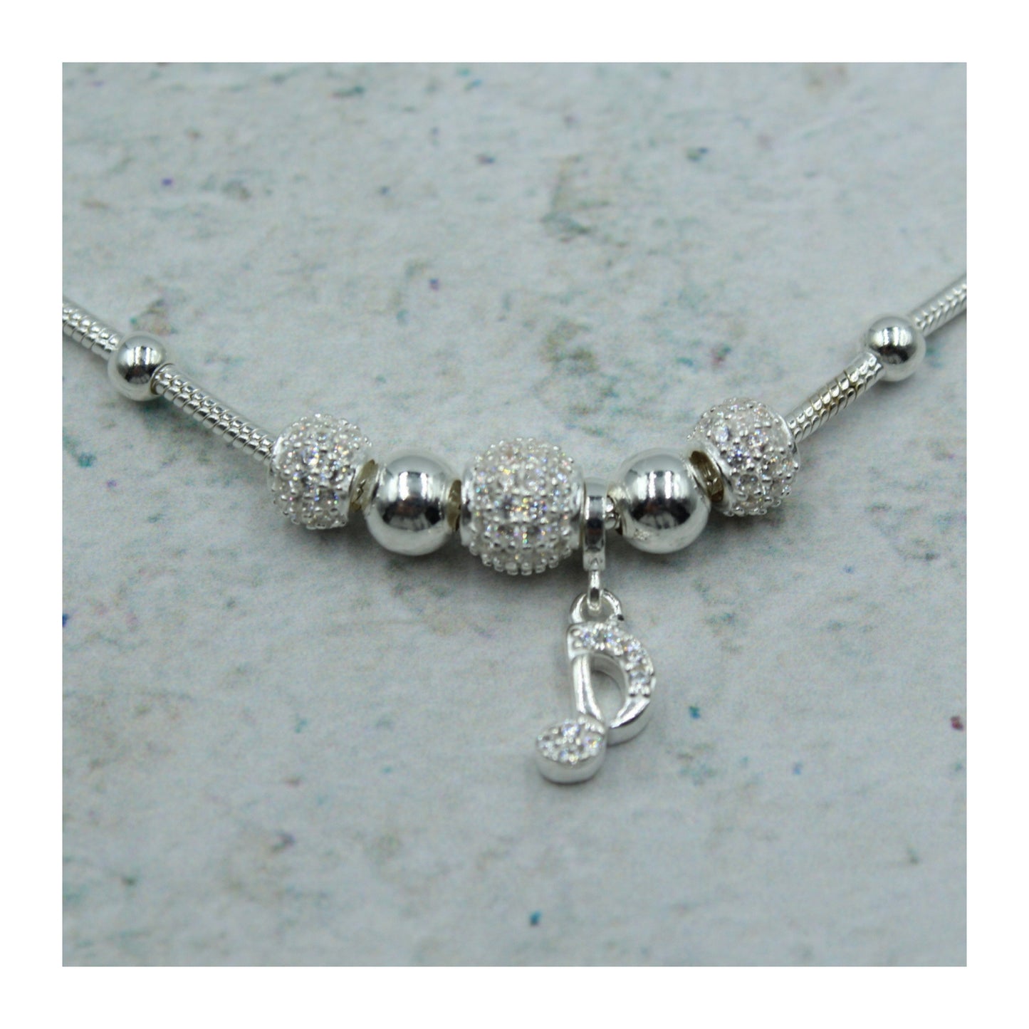 Pulsera de plata .925 Nota Musical “Melodía Brillante” con circonias