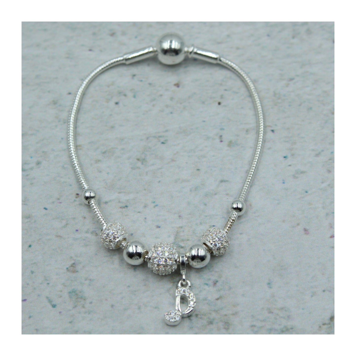 Pulsera de plata .925 Nota Musical “Melodía Brillante” con circonias