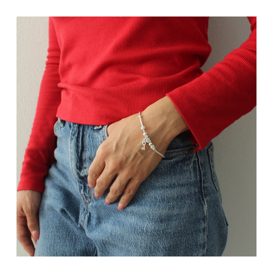 Pulsera de plata .925 Corazón & Llave “Amor Eterno” con zirconias brillantes