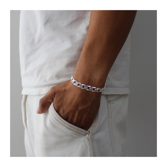 Pulsera Doble Cubano Unisex Plata .925 “Presencia”
